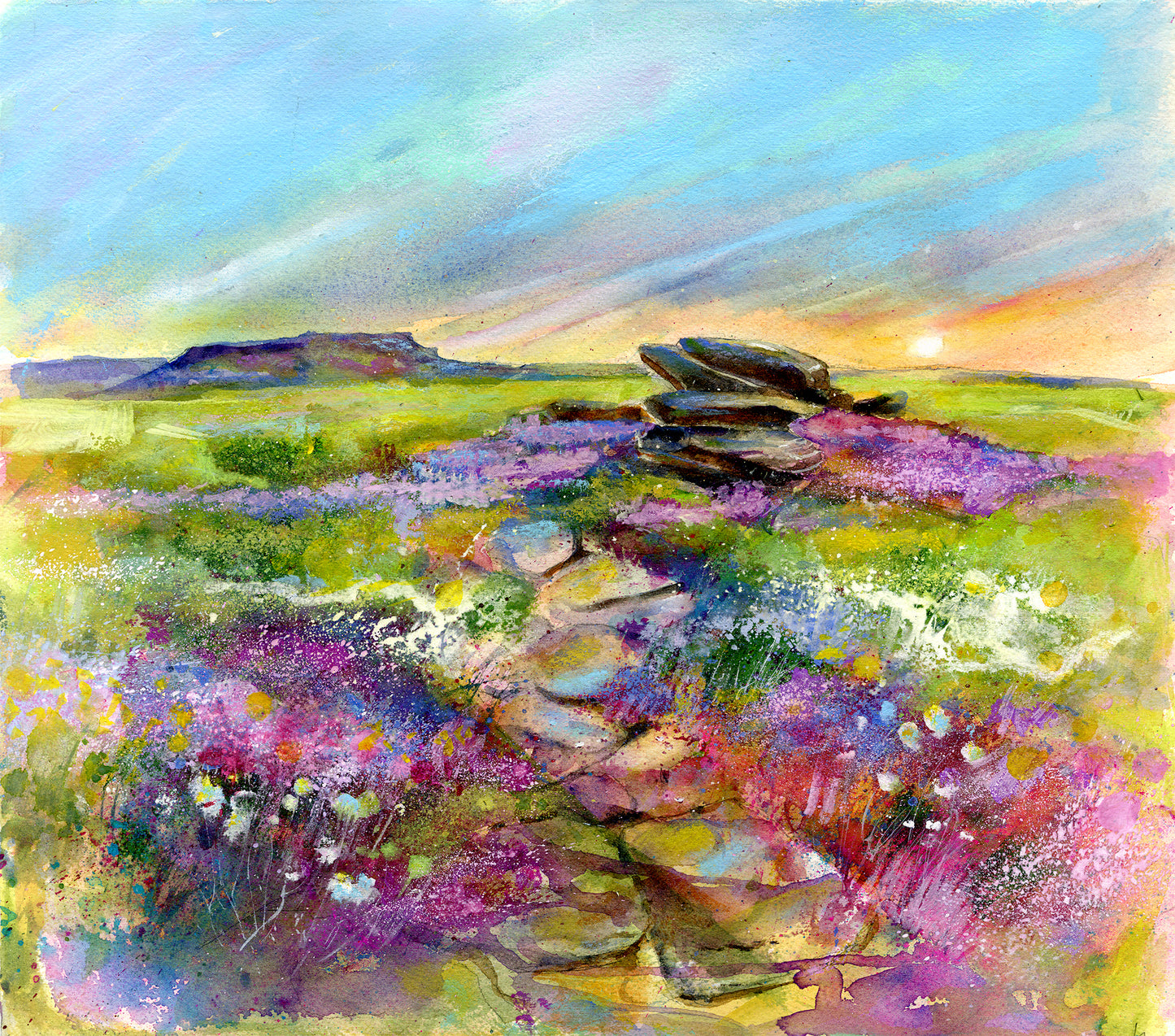 Owler Tor | Original Watercolour Landscape, Peak District Derbyshire
