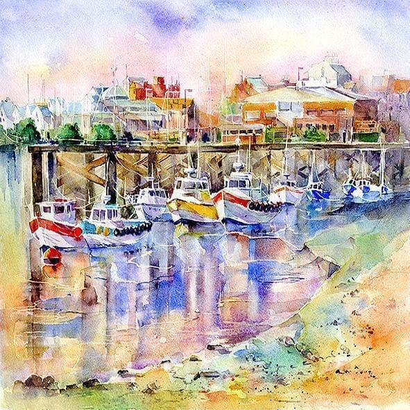 Bridlington Harbour, Yorkshire Art Print designed by artist Sheila Gill