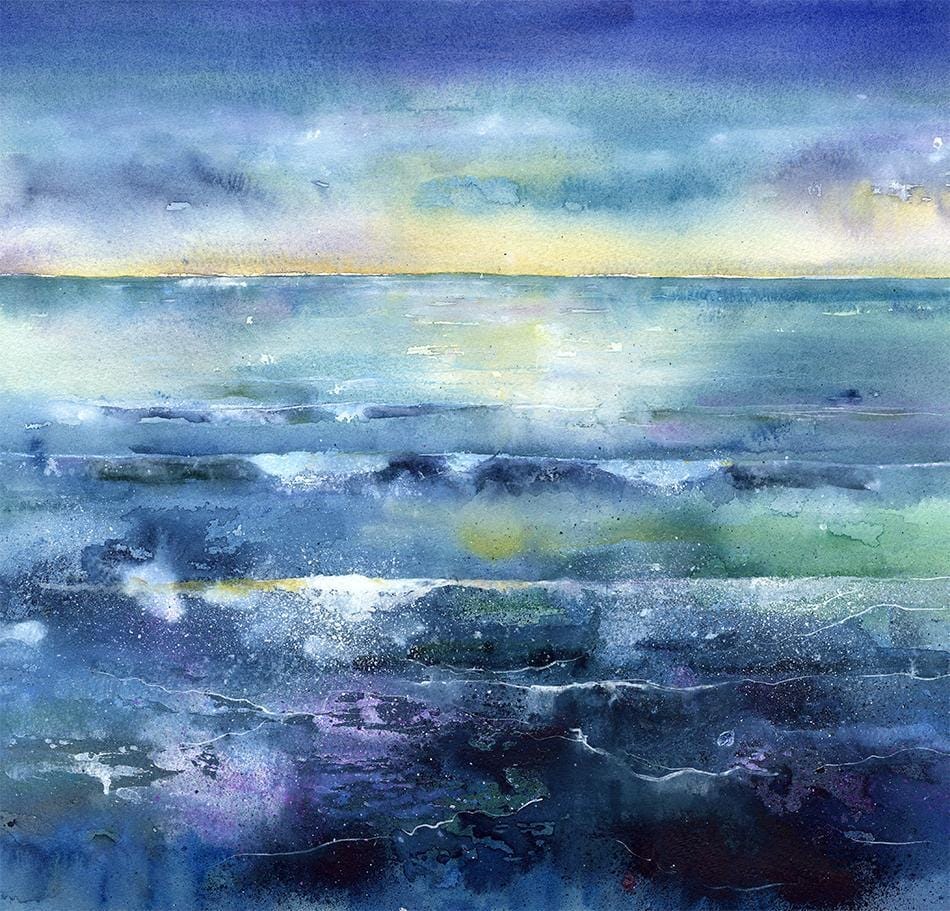 Morning Tide - Watercolour Seascape Art Print designed by artist Sheila Gill