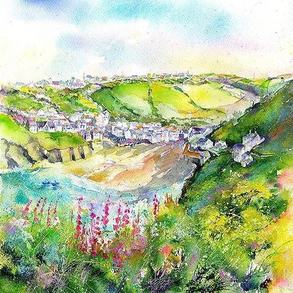 Port Isaac Bay, Cornwall Art Print designed by artist Sheila Gill