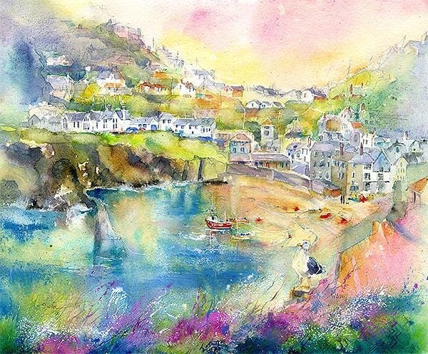 Port Isaac Harbour, Cornwall Art Print designed by artist Sheila Gill