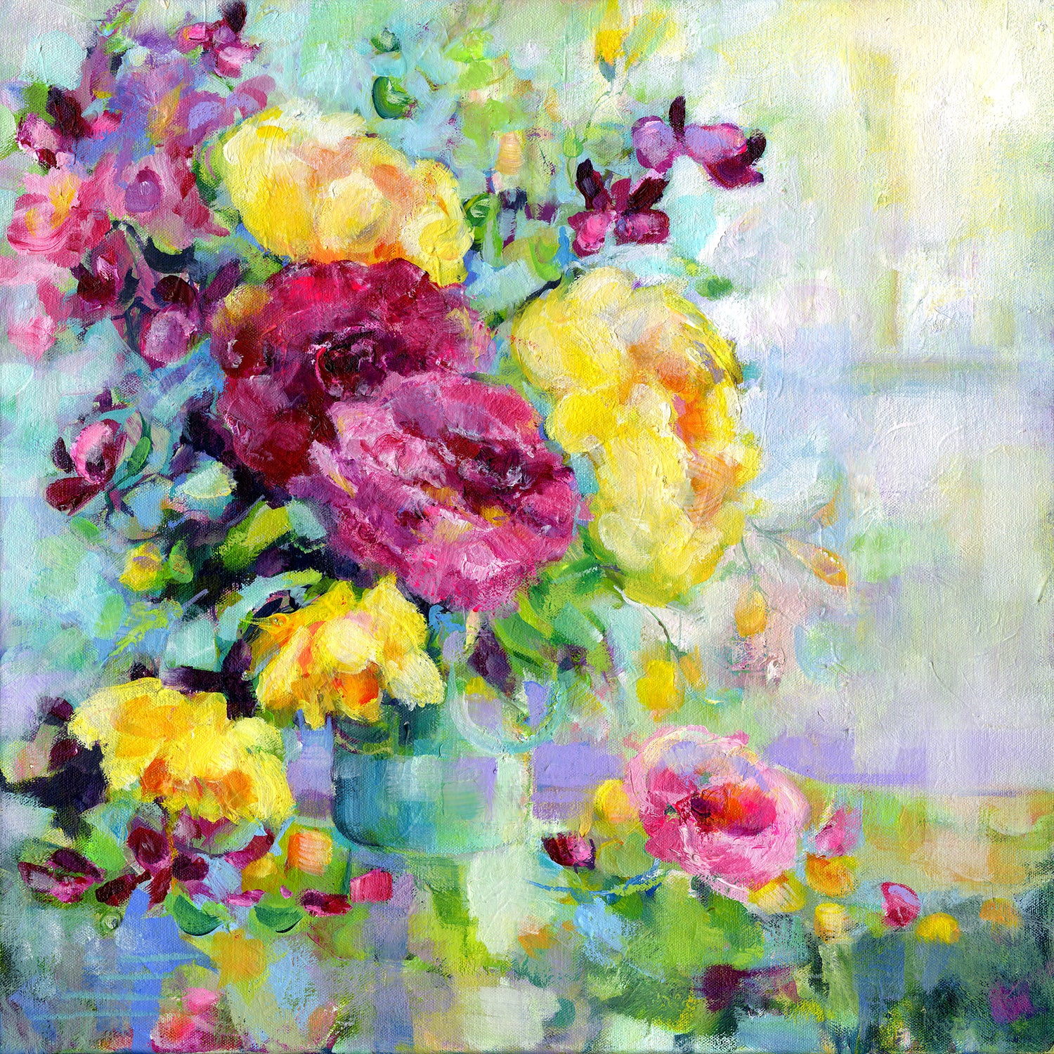 Roses & Sweetpeas floral giclée art print by Sheila Gill