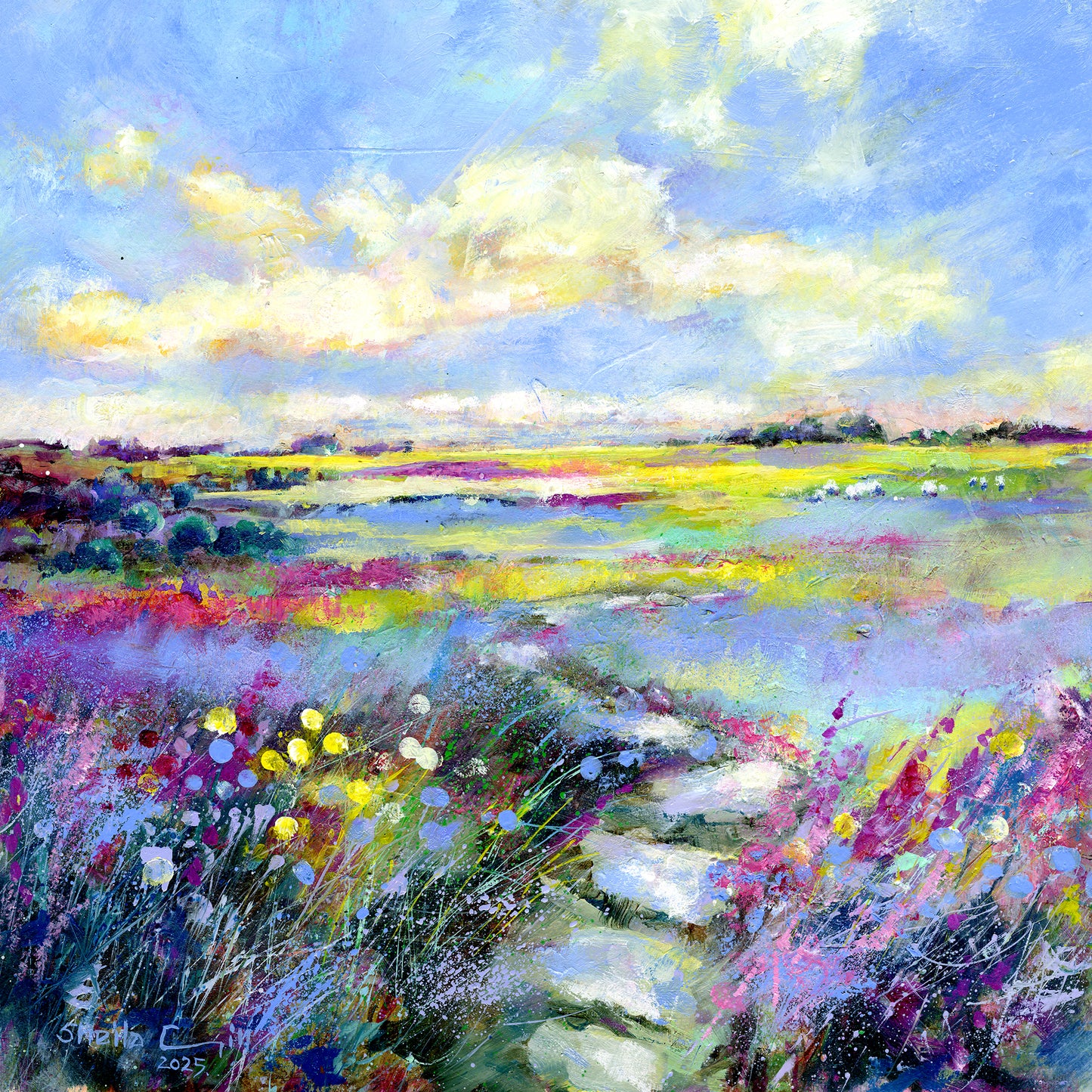 Spring Landscape Original Oil on Paper