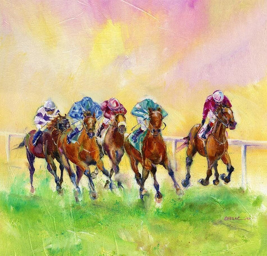 Horse Racing Art Print designed by artist Sheila Gill
